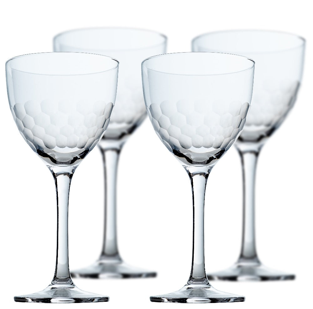 four pack of honeycomb nick and nora cocktail glasses from Amehla Co.