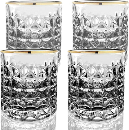 Four pack of Amehla Co. Gold Rimmed Old Fashioned Rocks Glasses