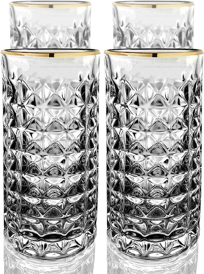 Four pack of Amehla Co. Gold Rimmed Highball Collins Glass