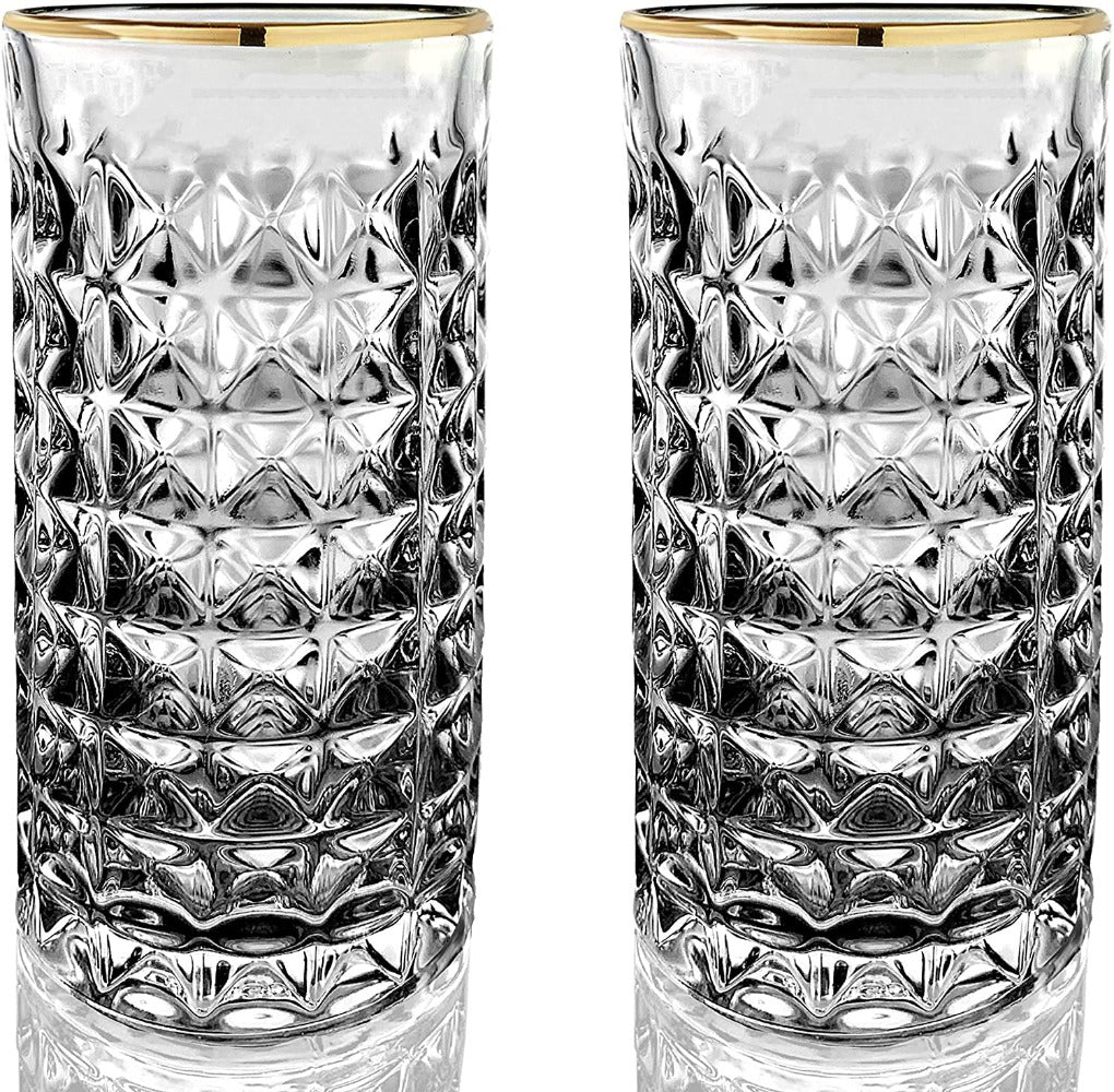 Amehla Co. Gold Rimmed Highball Glasses
