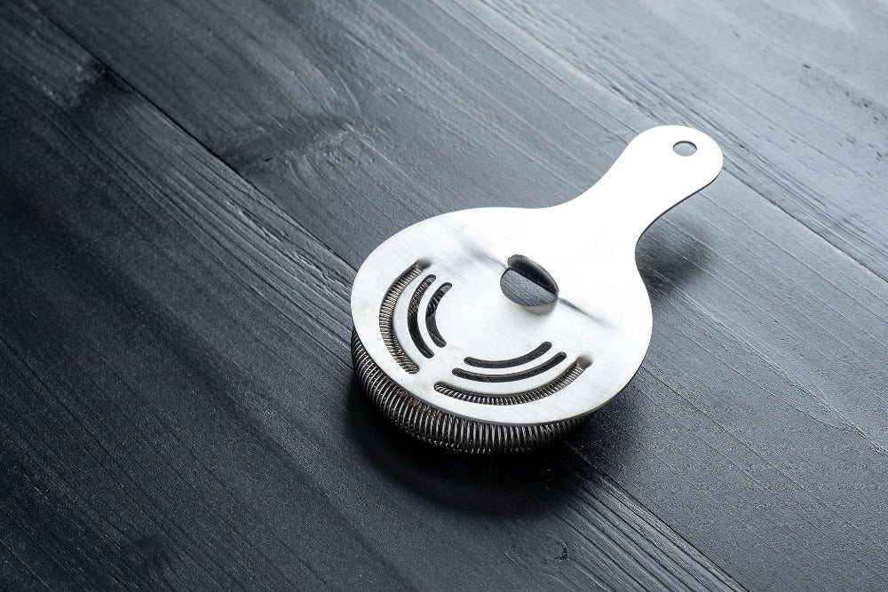Stainless Steel Hawthorne Strainer from Amehla's three piece cocktail essentials for bartenders and mixologists