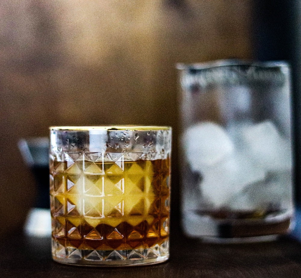 Old Fashioned in an Amehla Co. Gold Rimmed Old Fashioned Rocks Glass
