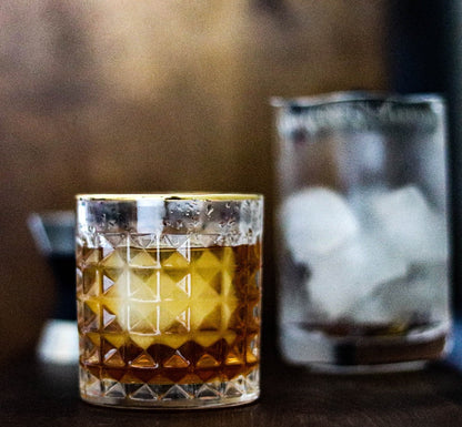 Old Fashioned in an Amehla Co. Gold Rimmed Old Fashioned Rocks Glass